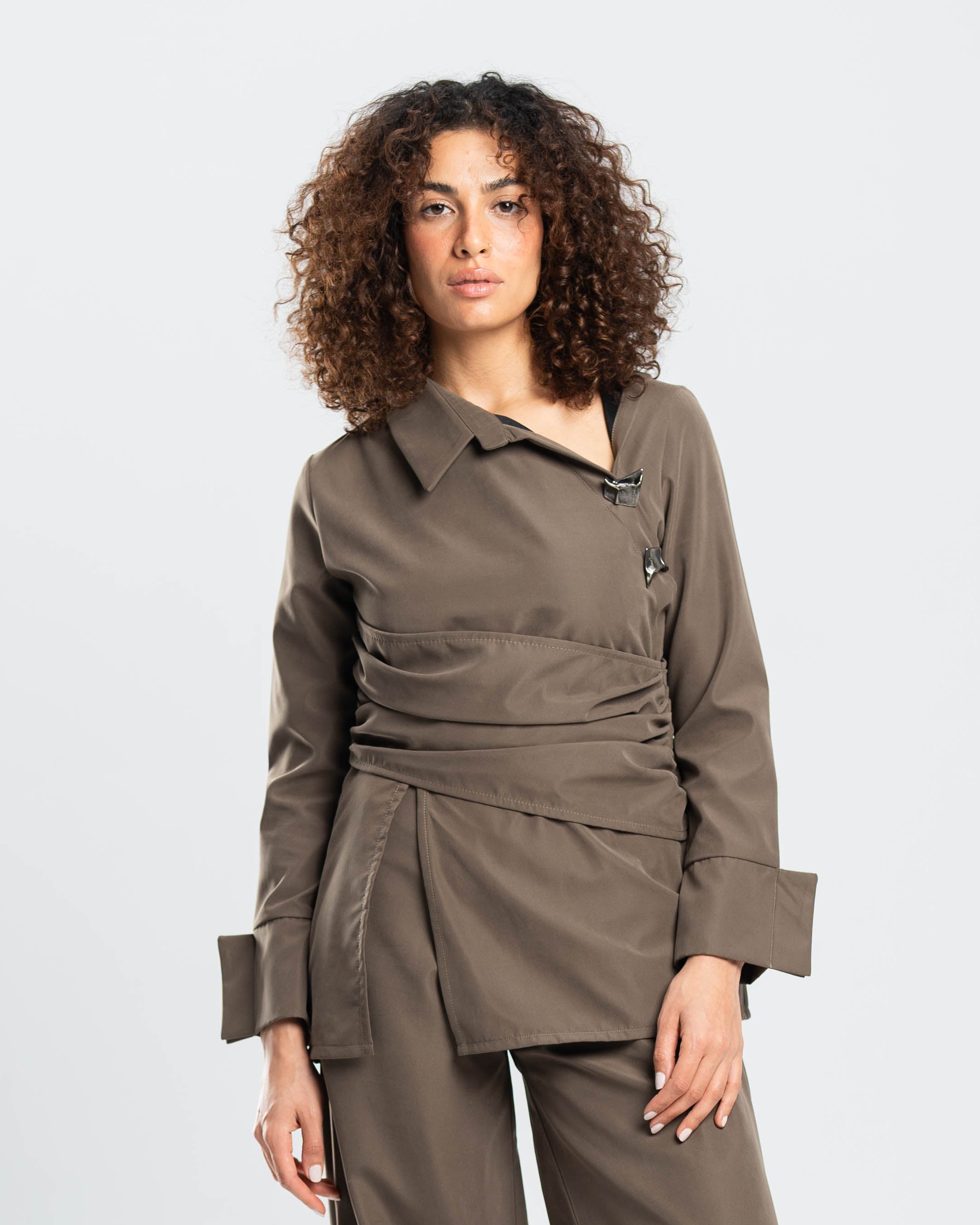 Knot Top in Taupe Cotton