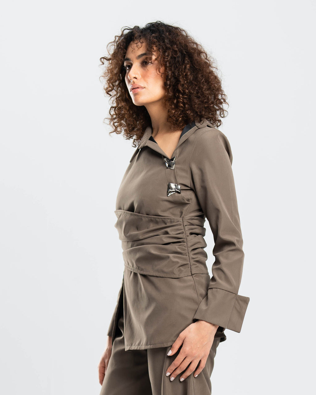 Knot Top in Taupe Cotton