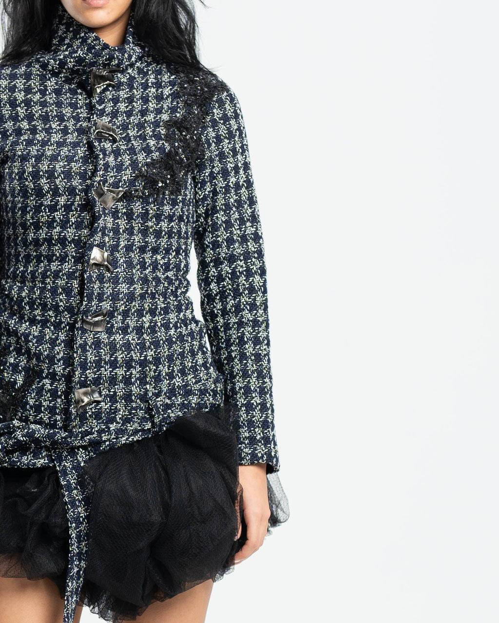 Muse Dress in Metallic Tweed and Tulle