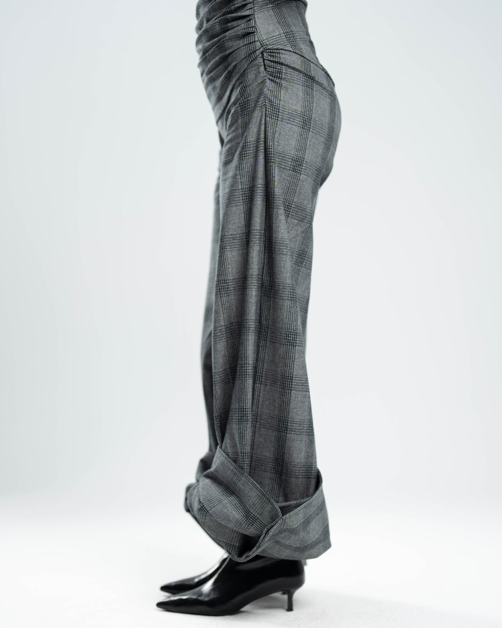 Fold Pants in Grey Prince of Wales Check