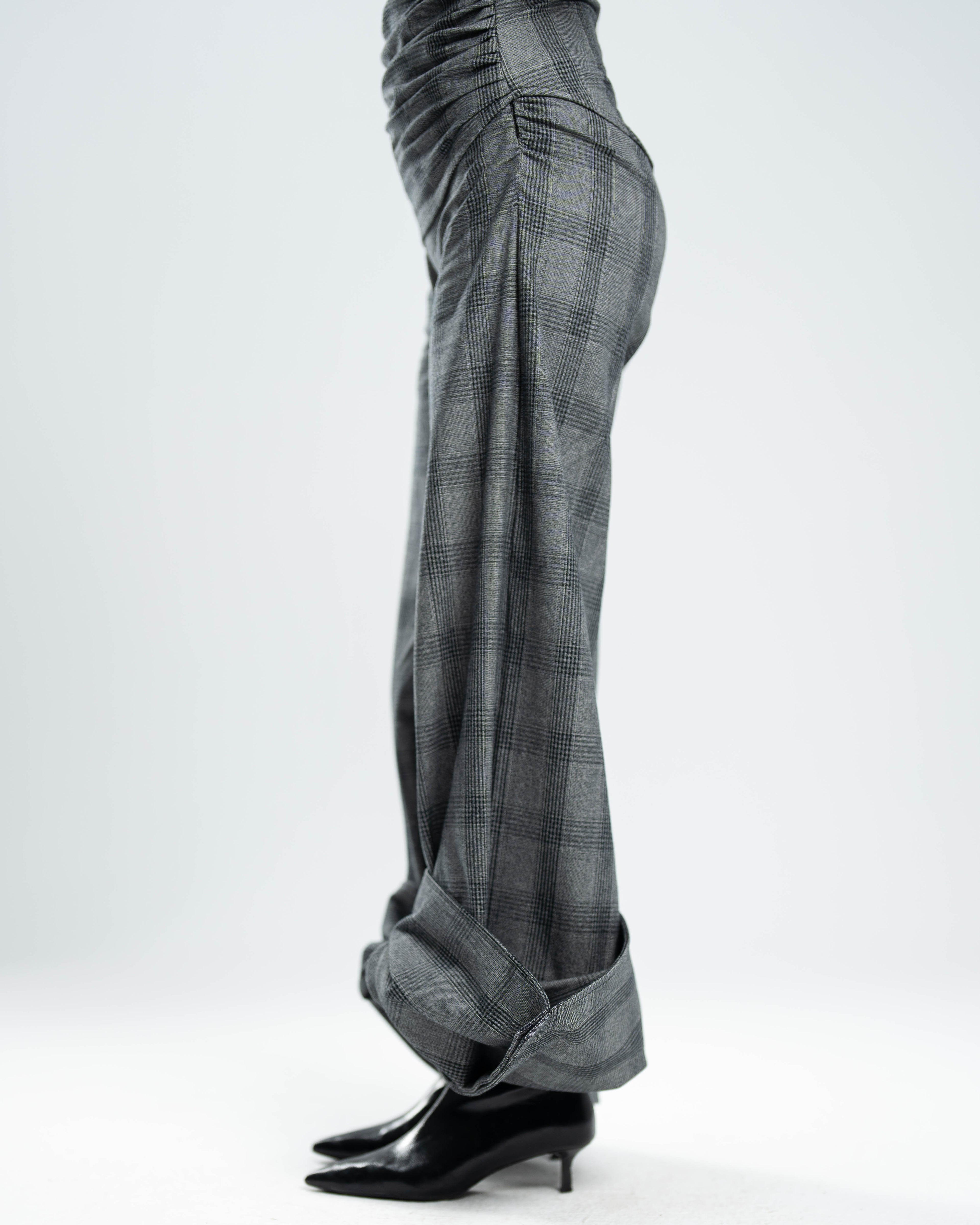 Fold Pants in Grey Prince of Wales Check