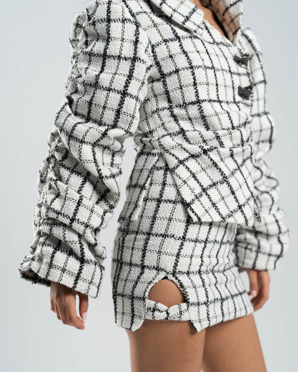 Crest Skirt in Ivory Check Tweed