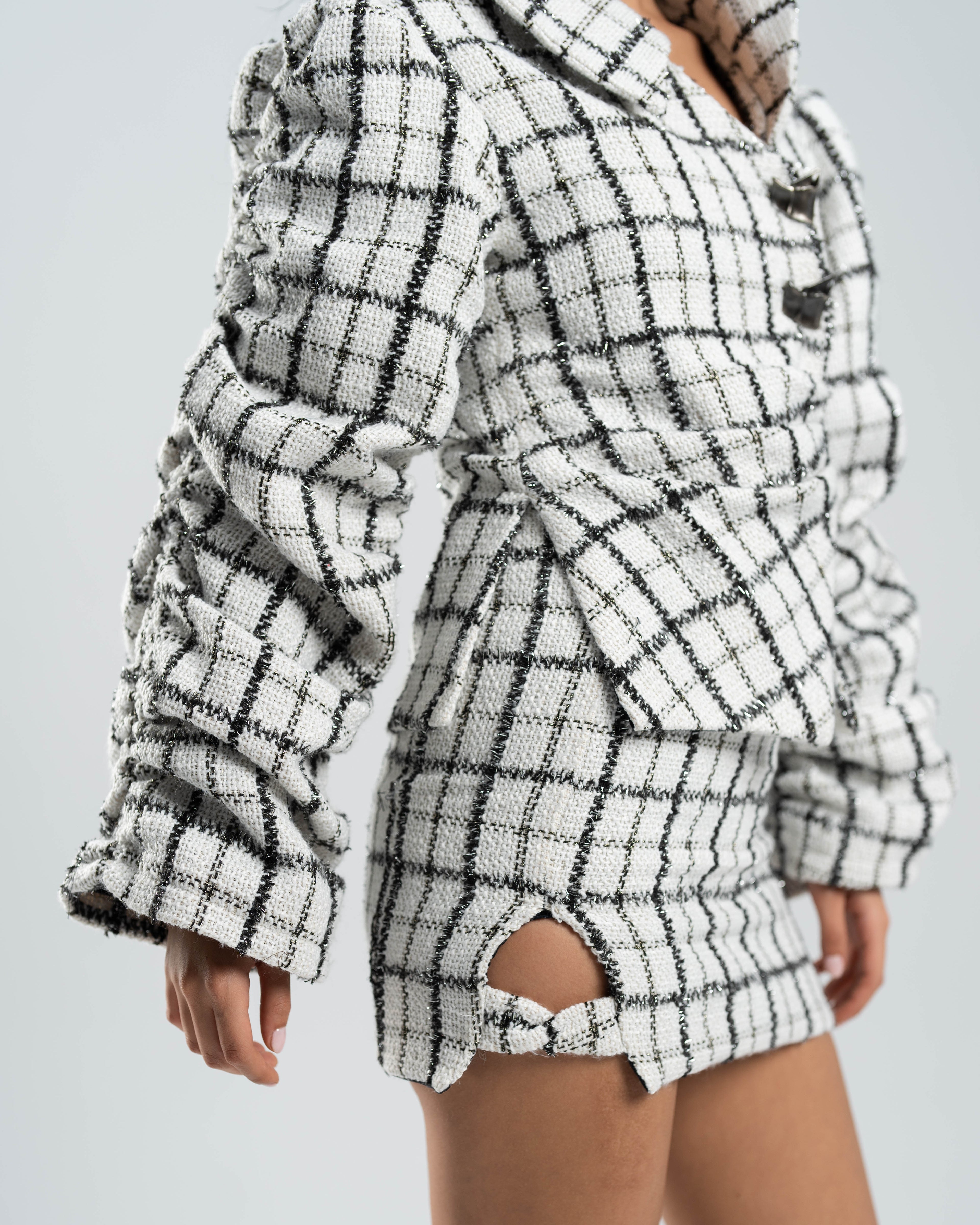 Crest Skirt in Ivory Check Tweed