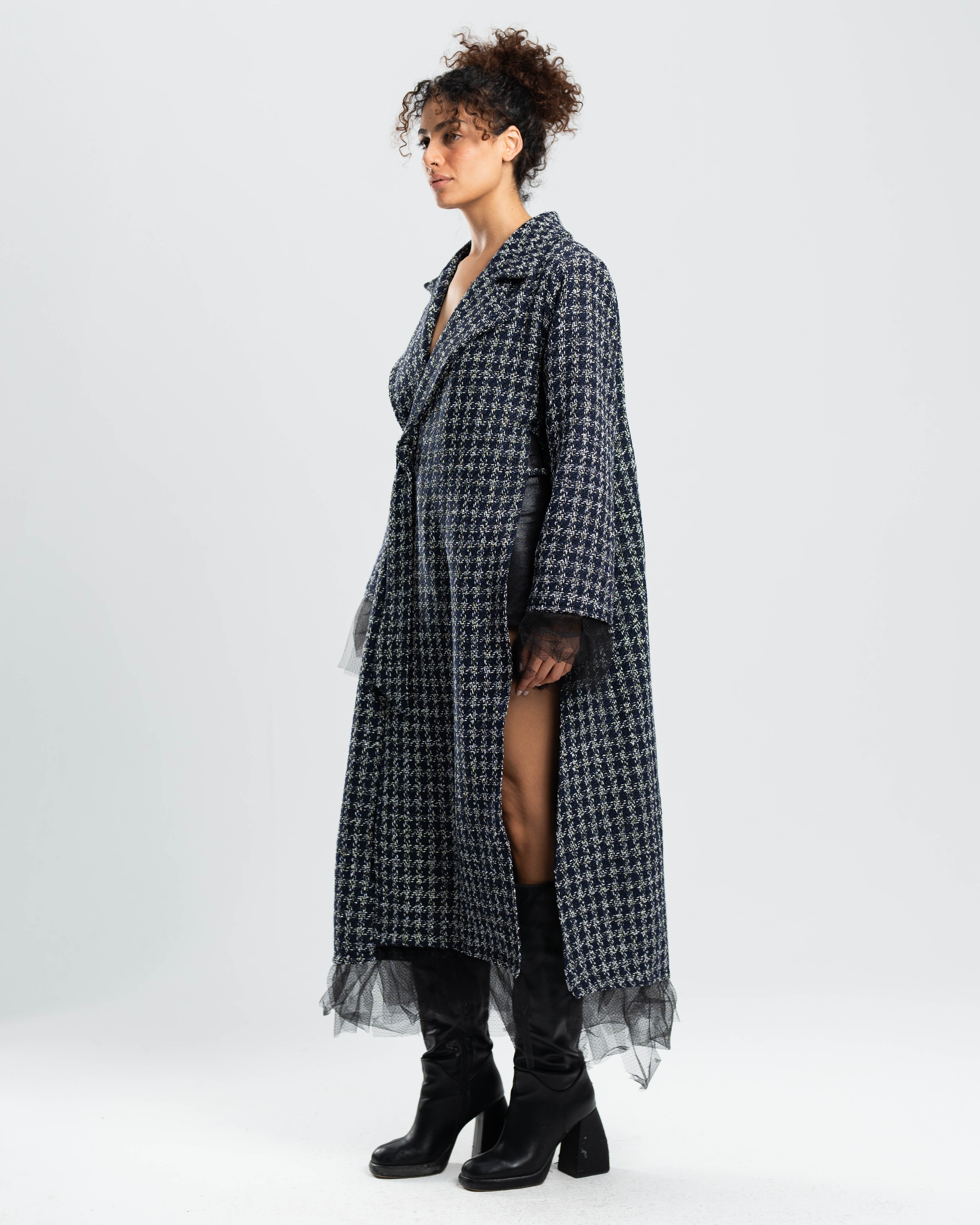 Étoile Coat in Navy Tweed and Tulle