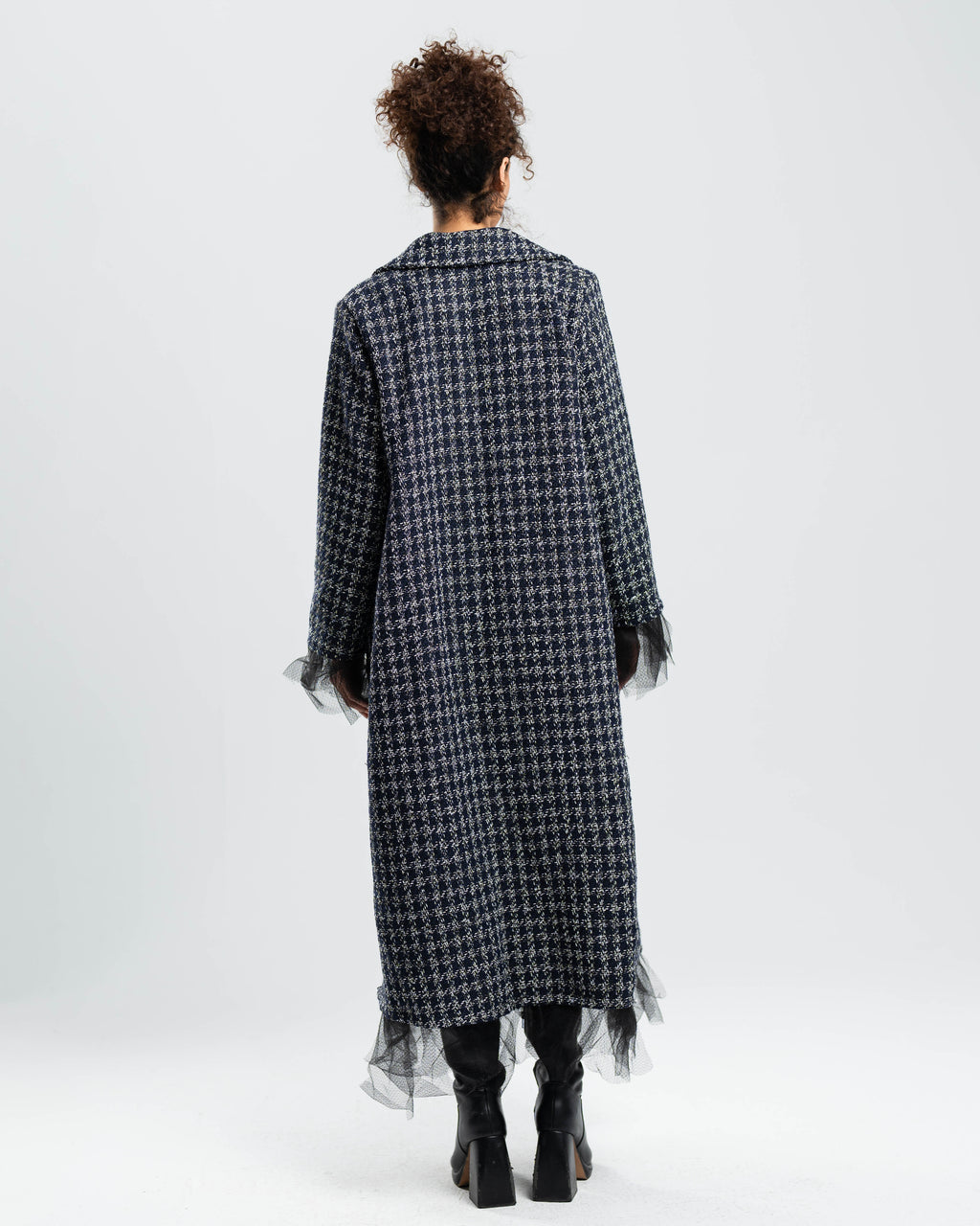 Étoile Coat in Navy Tweed and Tulle