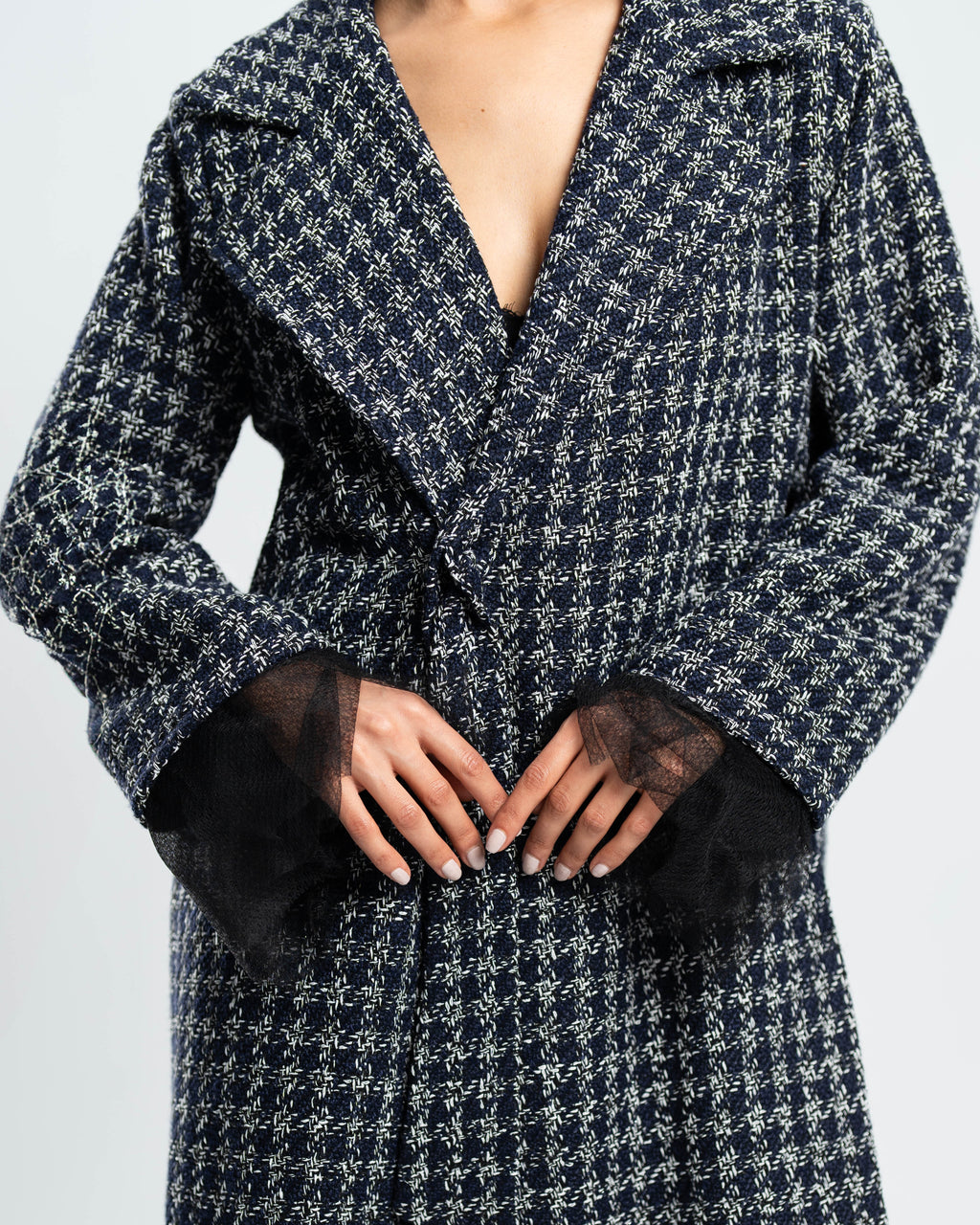 Étoile Coat in Navy Tweed and Tulle