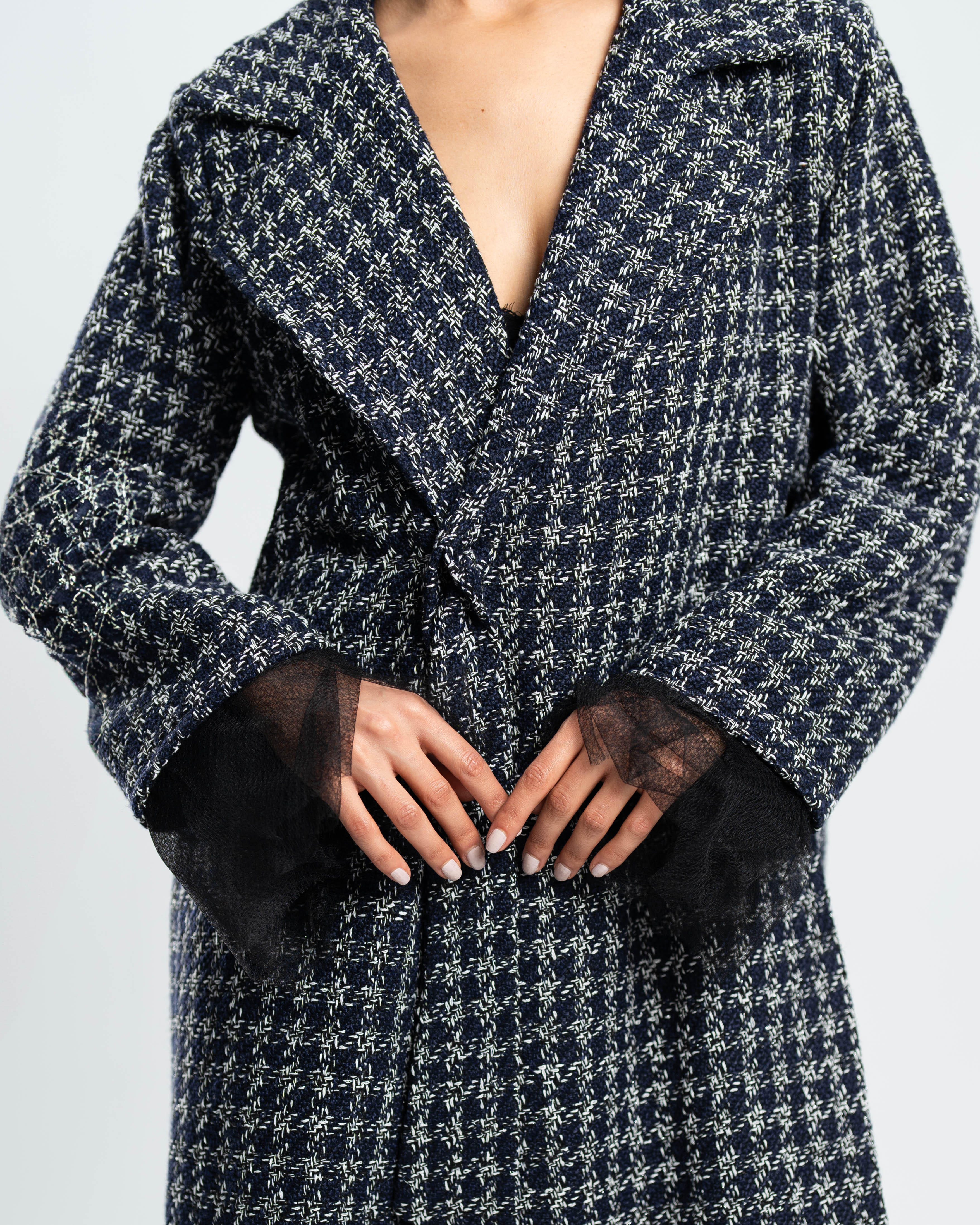 Étoile Coat in Navy Tweed and Tulle