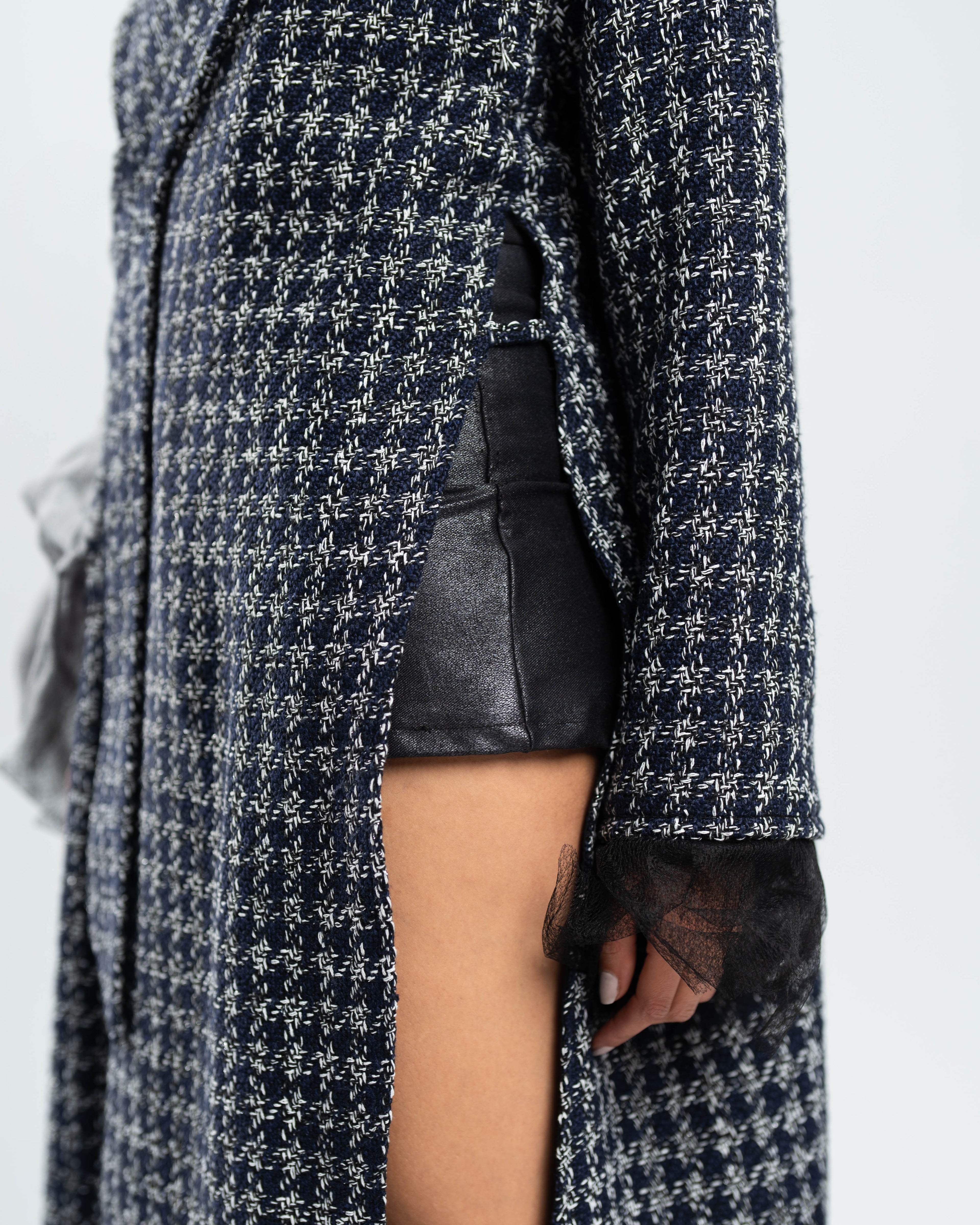 Étoile Coat in Navy Tweed and Tulle