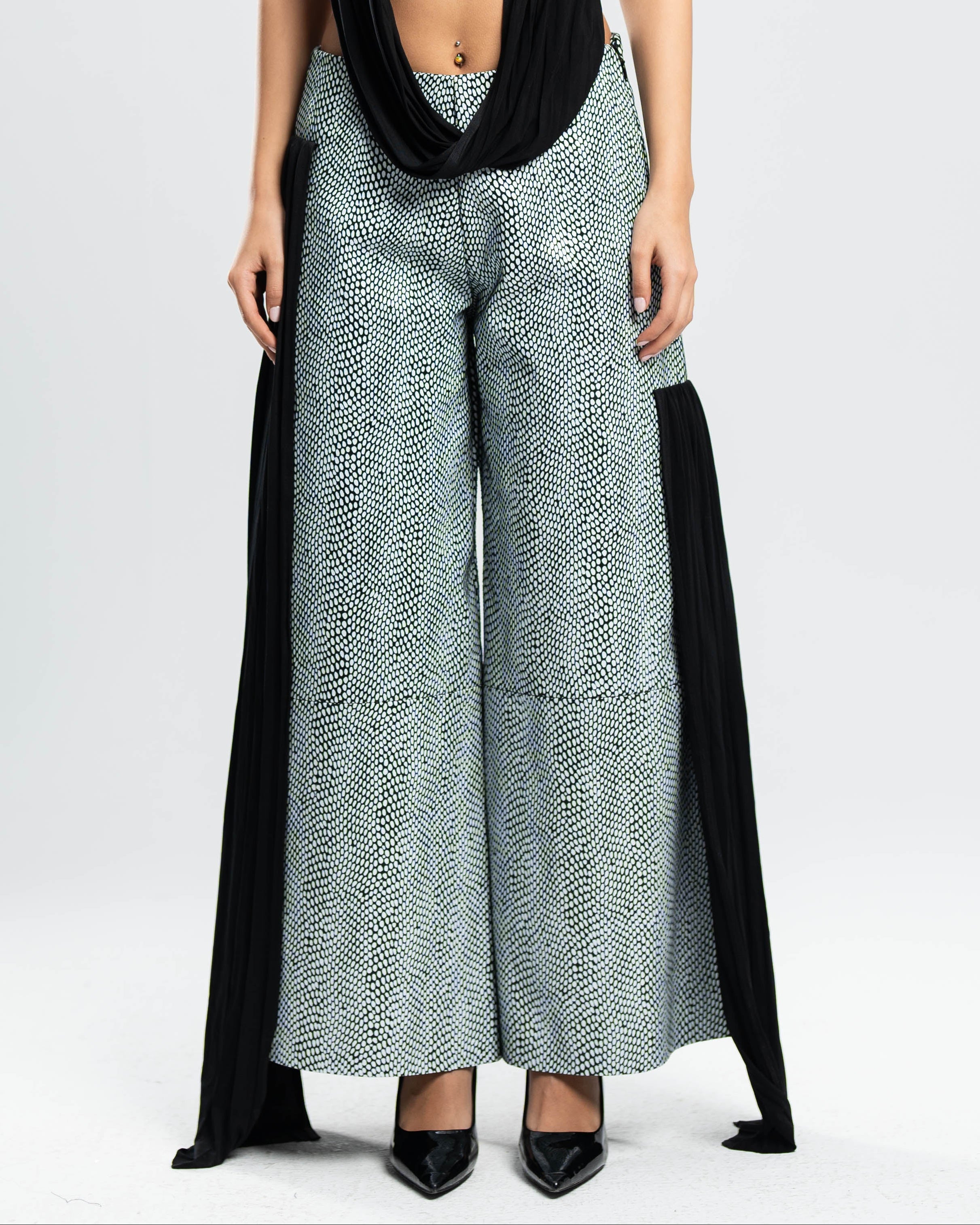 Vail Trousers in Printed Leather and Crepe