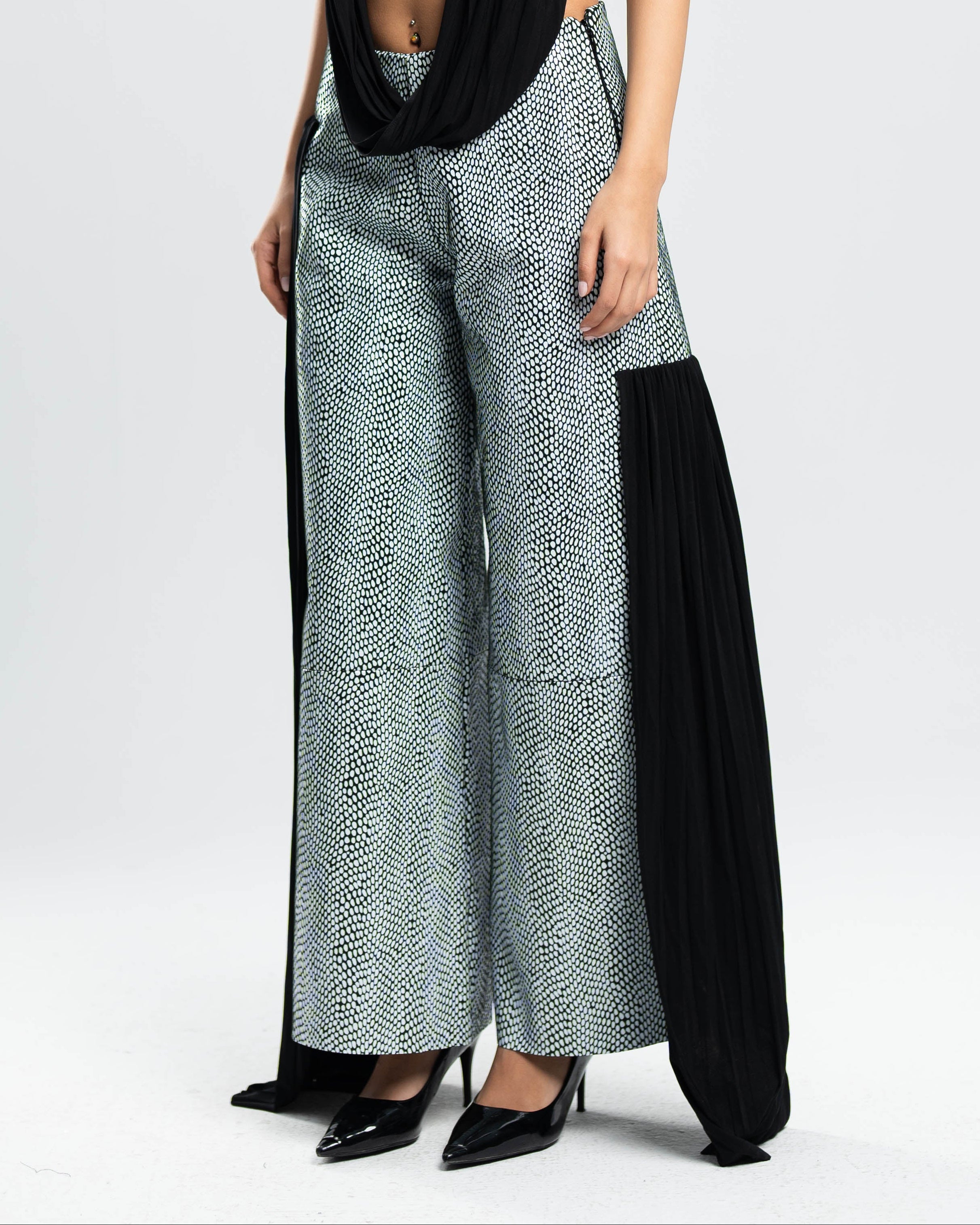 Vail Trousers in Printed Leather and Crepe