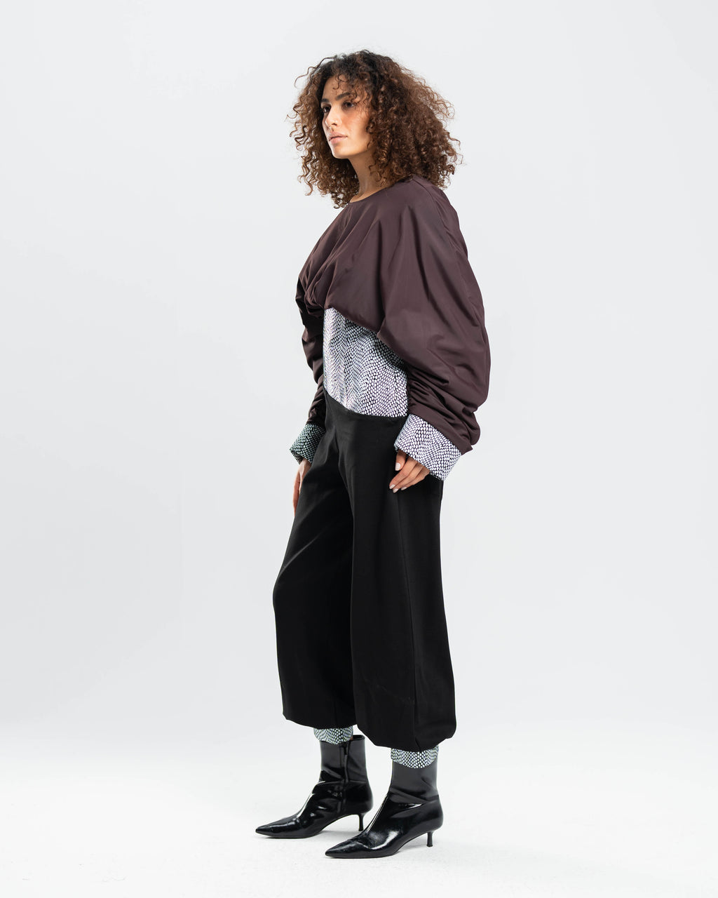 Mireille Jumpsuit in Taffeta and Printed Leather