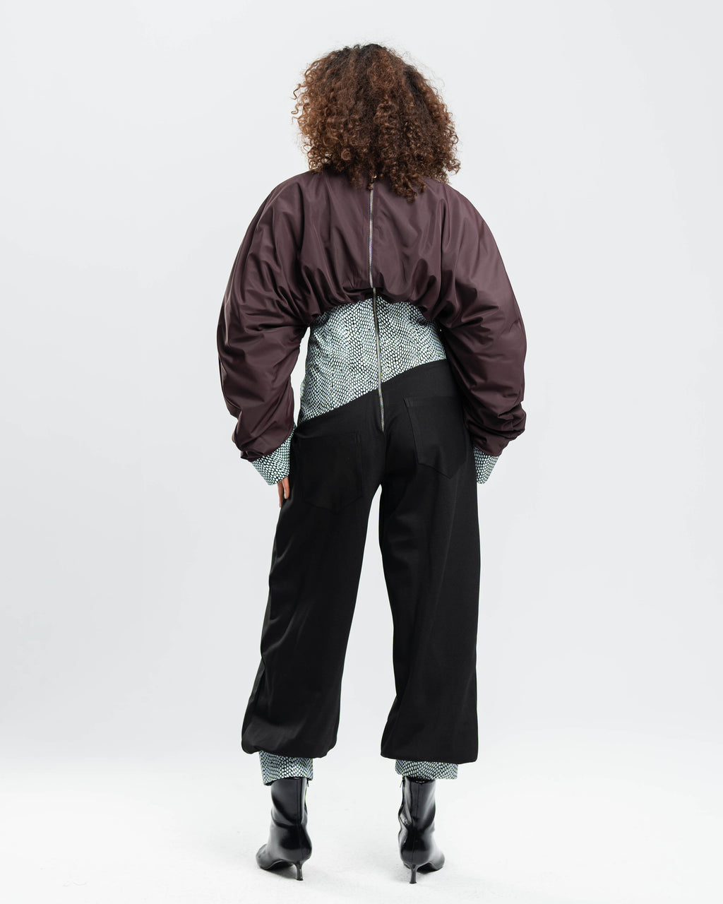 Mireille Jumpsuit in Taffeta and Printed Leather