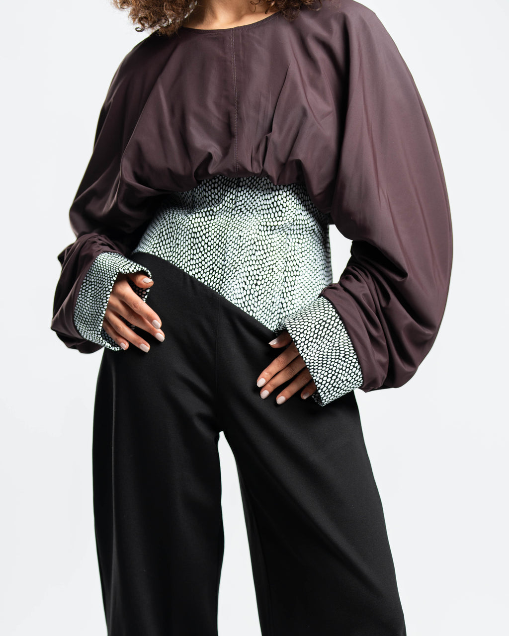 Mireille Jumpsuit in Taffeta and Printed Leather