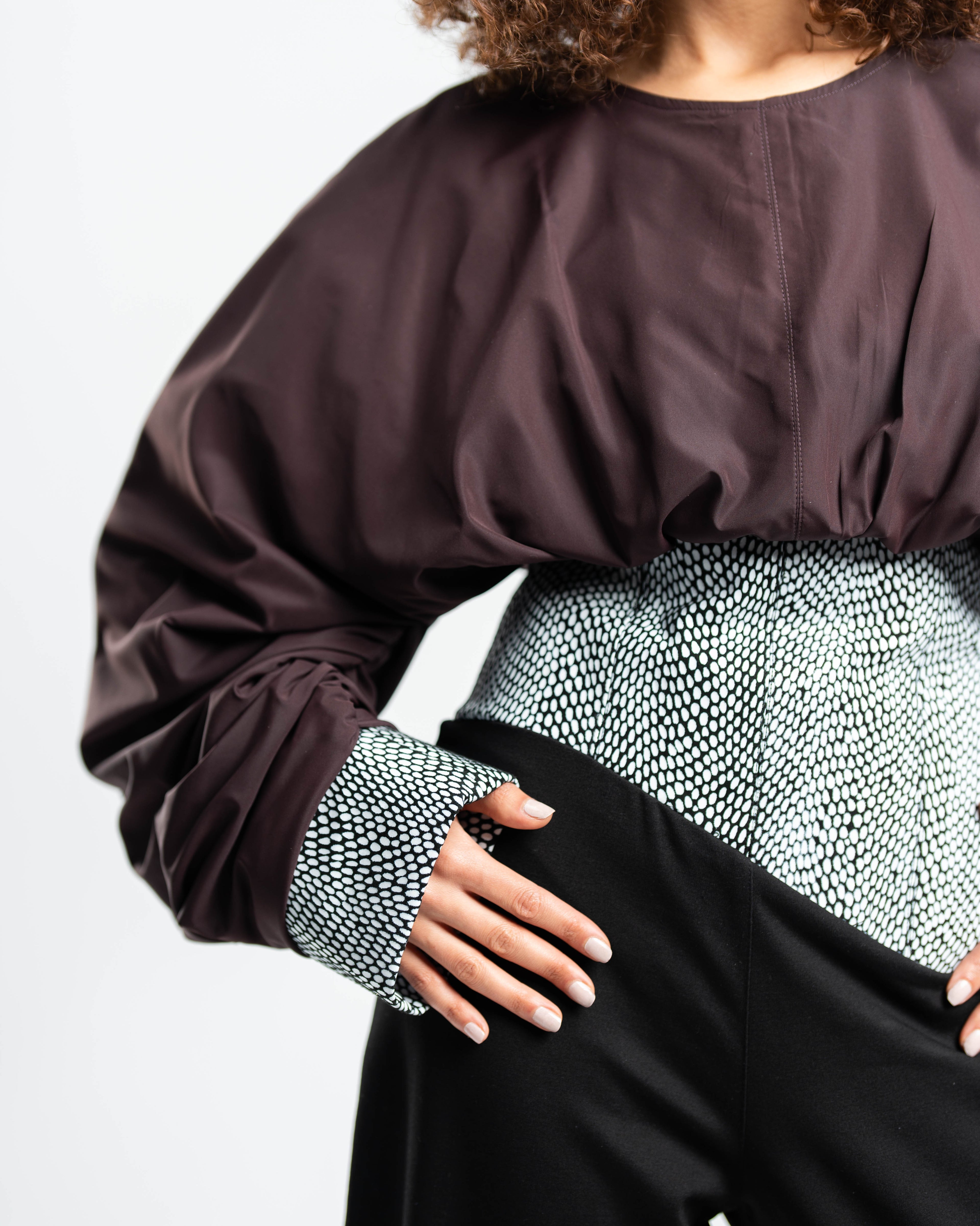 Mireille Jumpsuit in Taffeta and Printed Leather