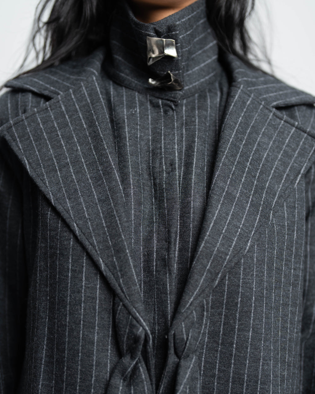 Auden Jacket Dress in Pinstripe Wool Blend