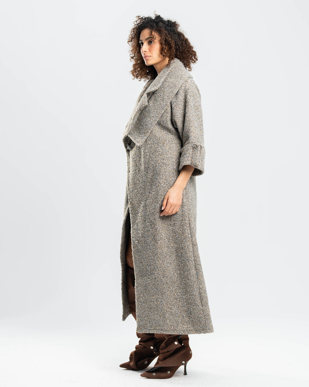 Roux Coat in Speckled Wool Bouclé