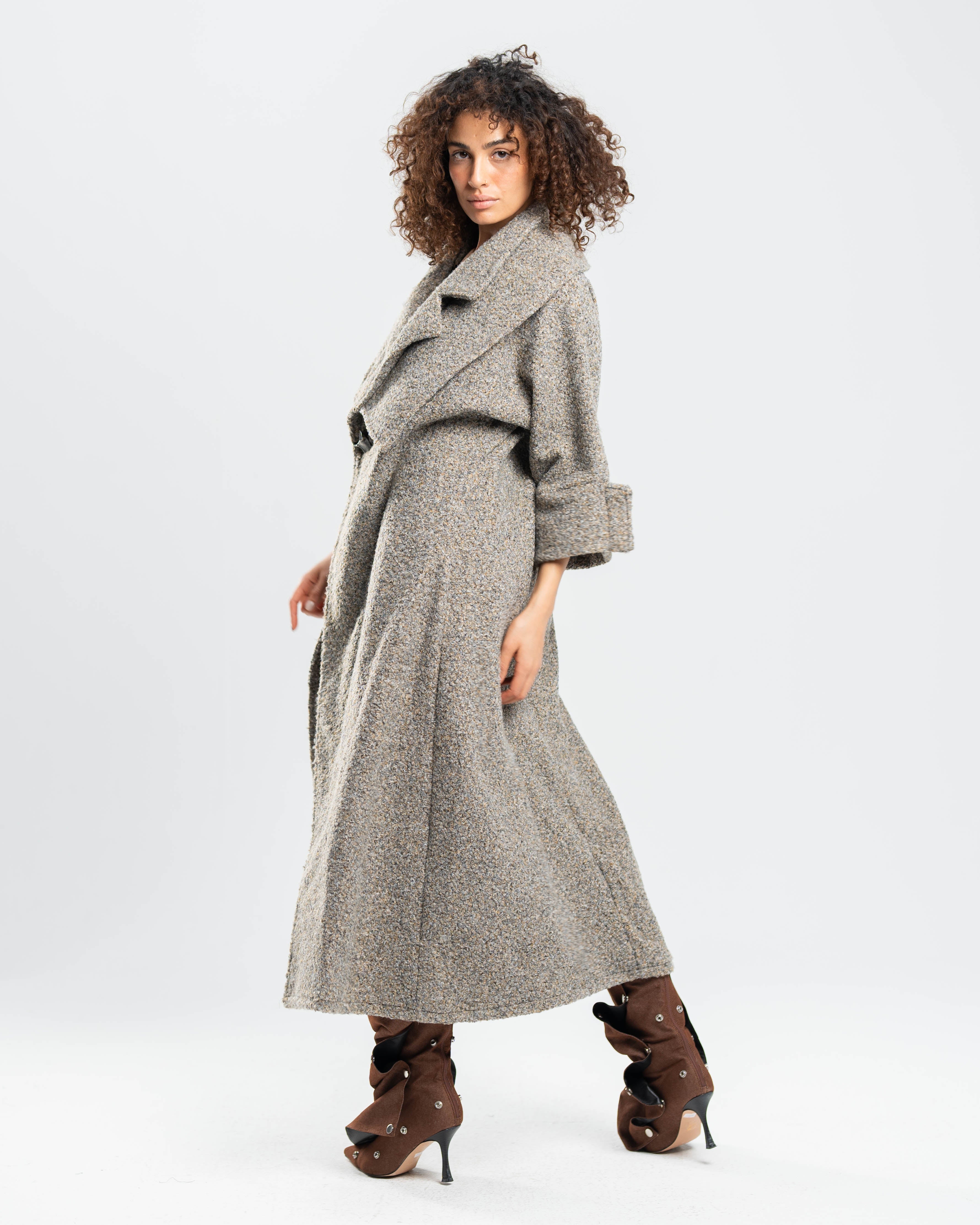 Roux Coat in Speckled Wool Bouclé