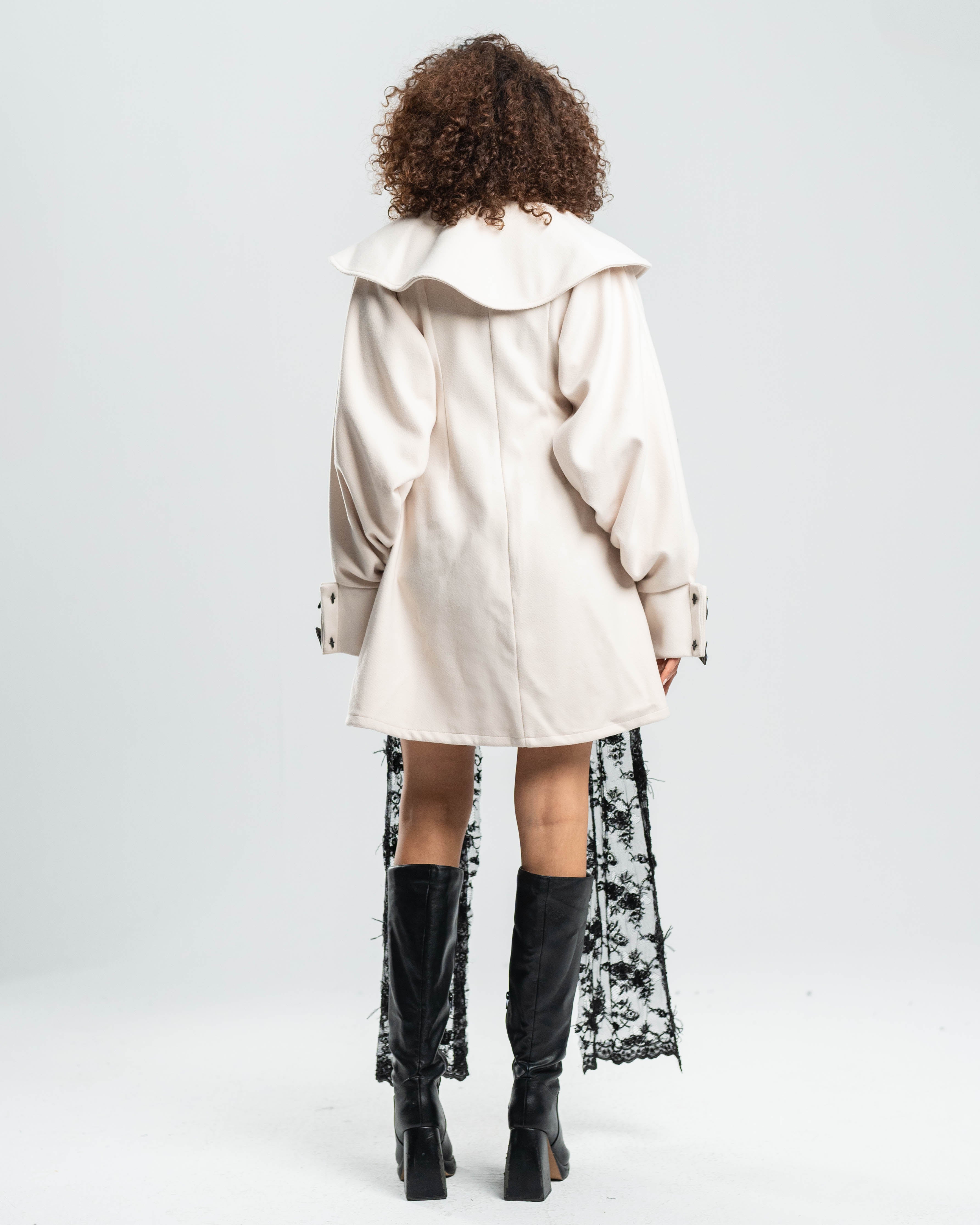 Embroidered Contrast Coat