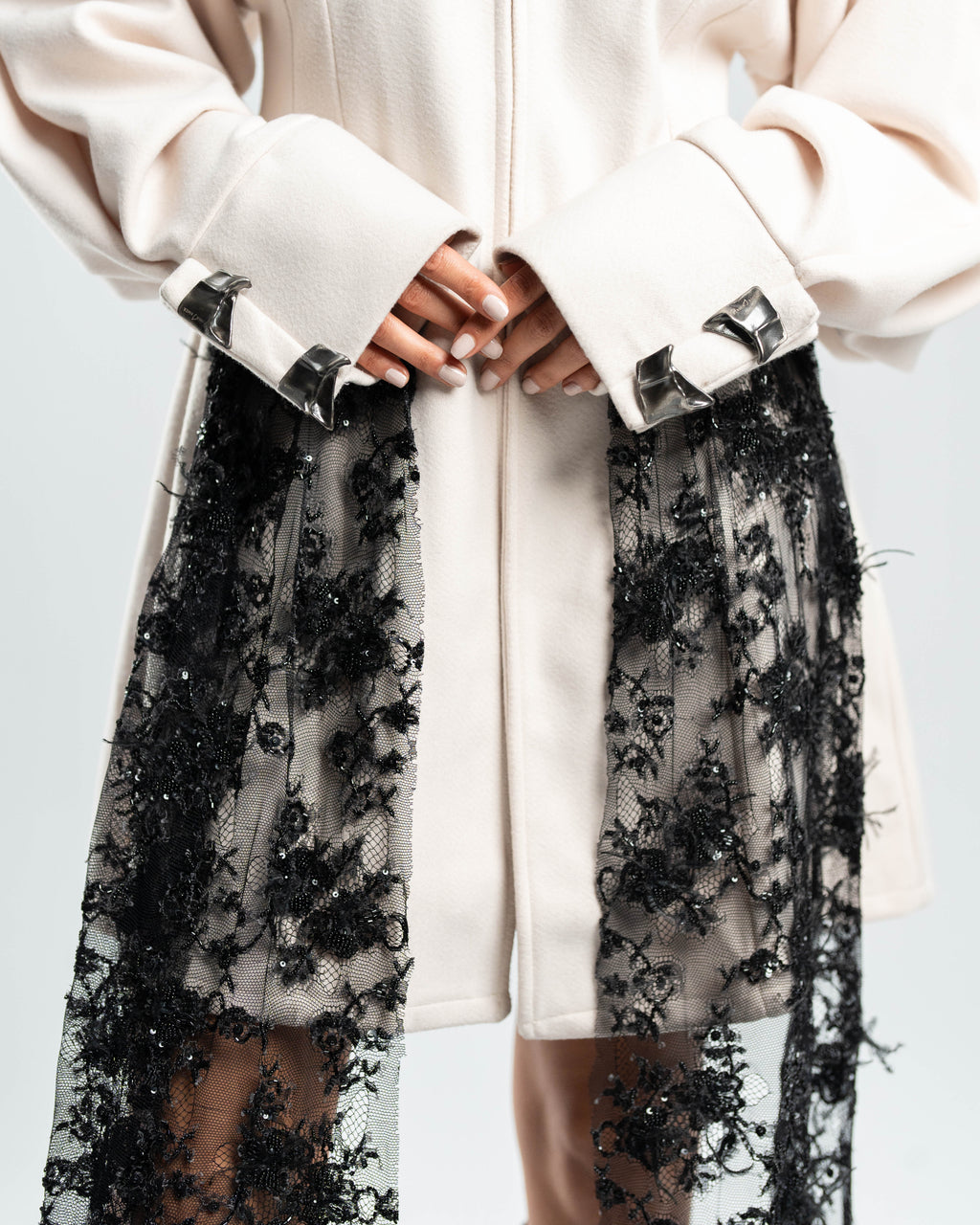 Embroidered Contrast Coat