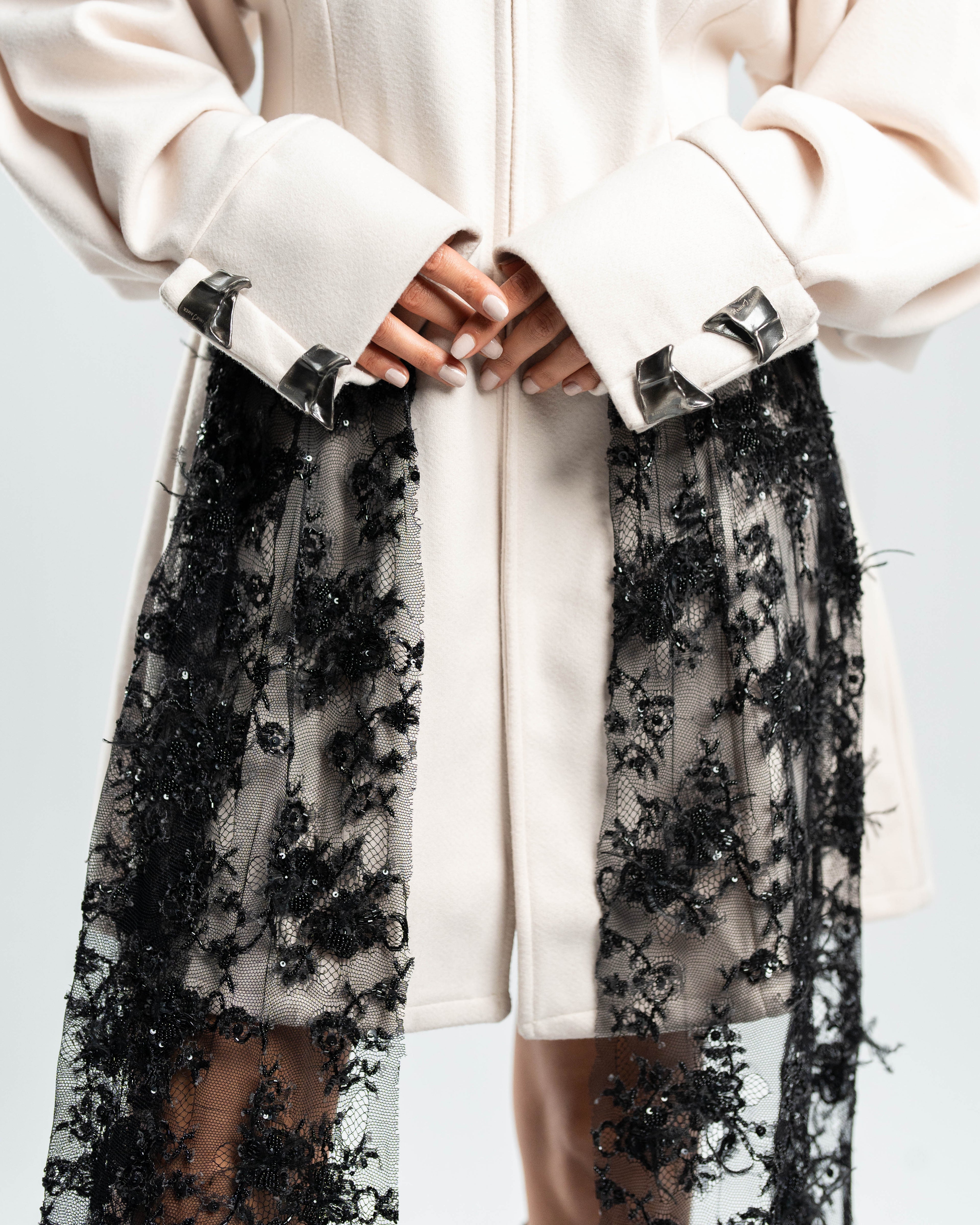 Embroidered Contrast Coat
