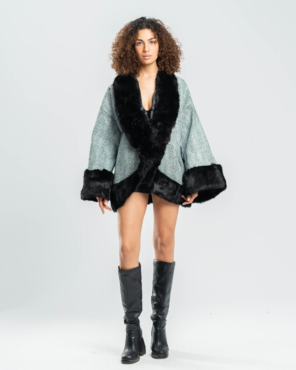 Fur-Trimmed Wrap Jacket
