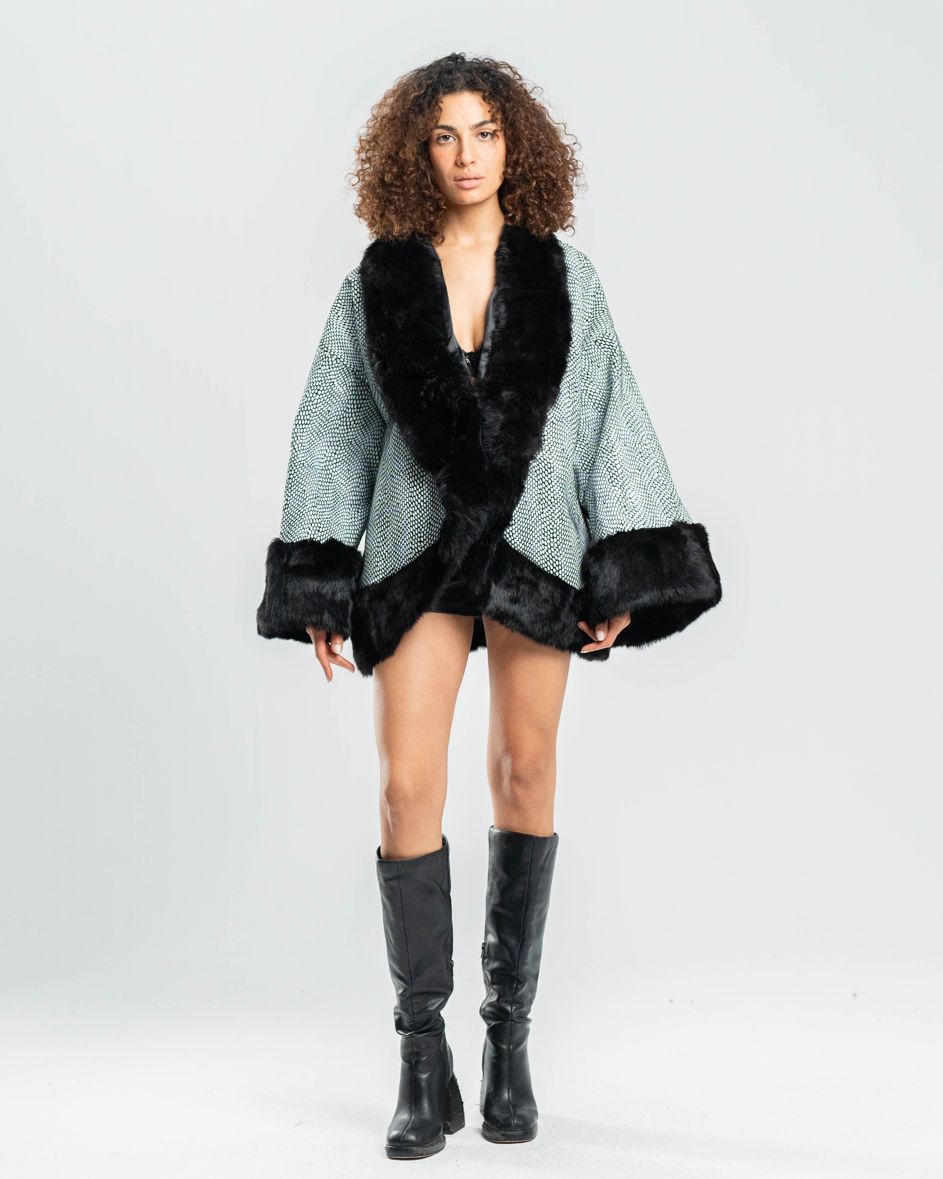 Fur-Trimmed Wrap Jacket
