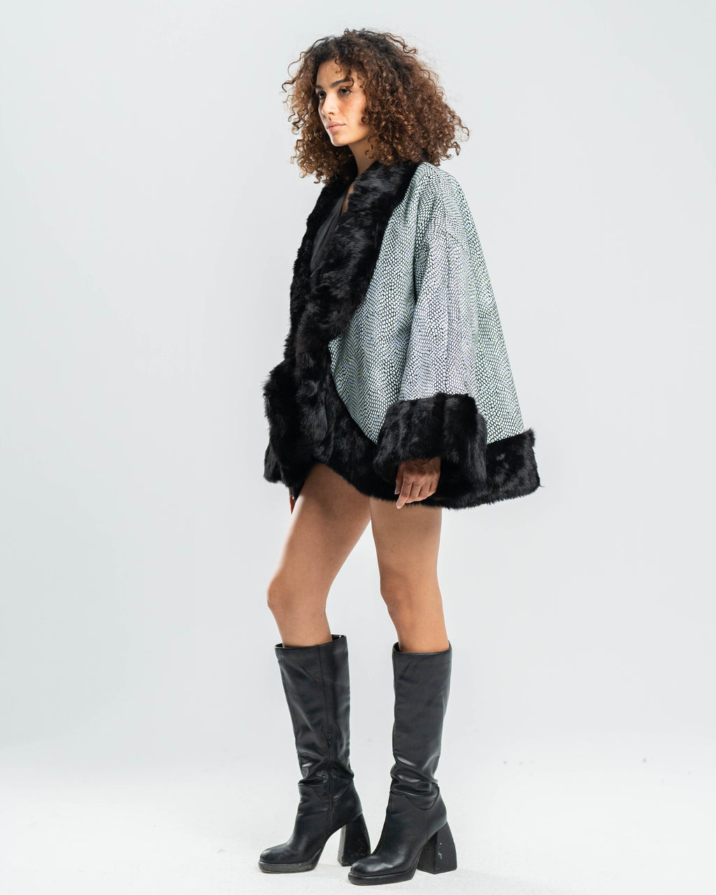 Fur-Trimmed Wrap Jacket