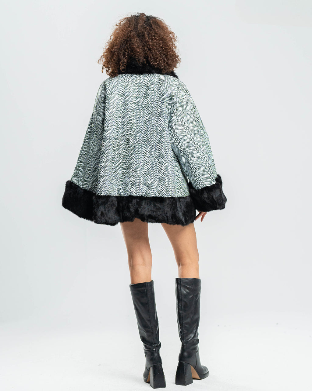 Fur-Trimmed Wrap Jacket