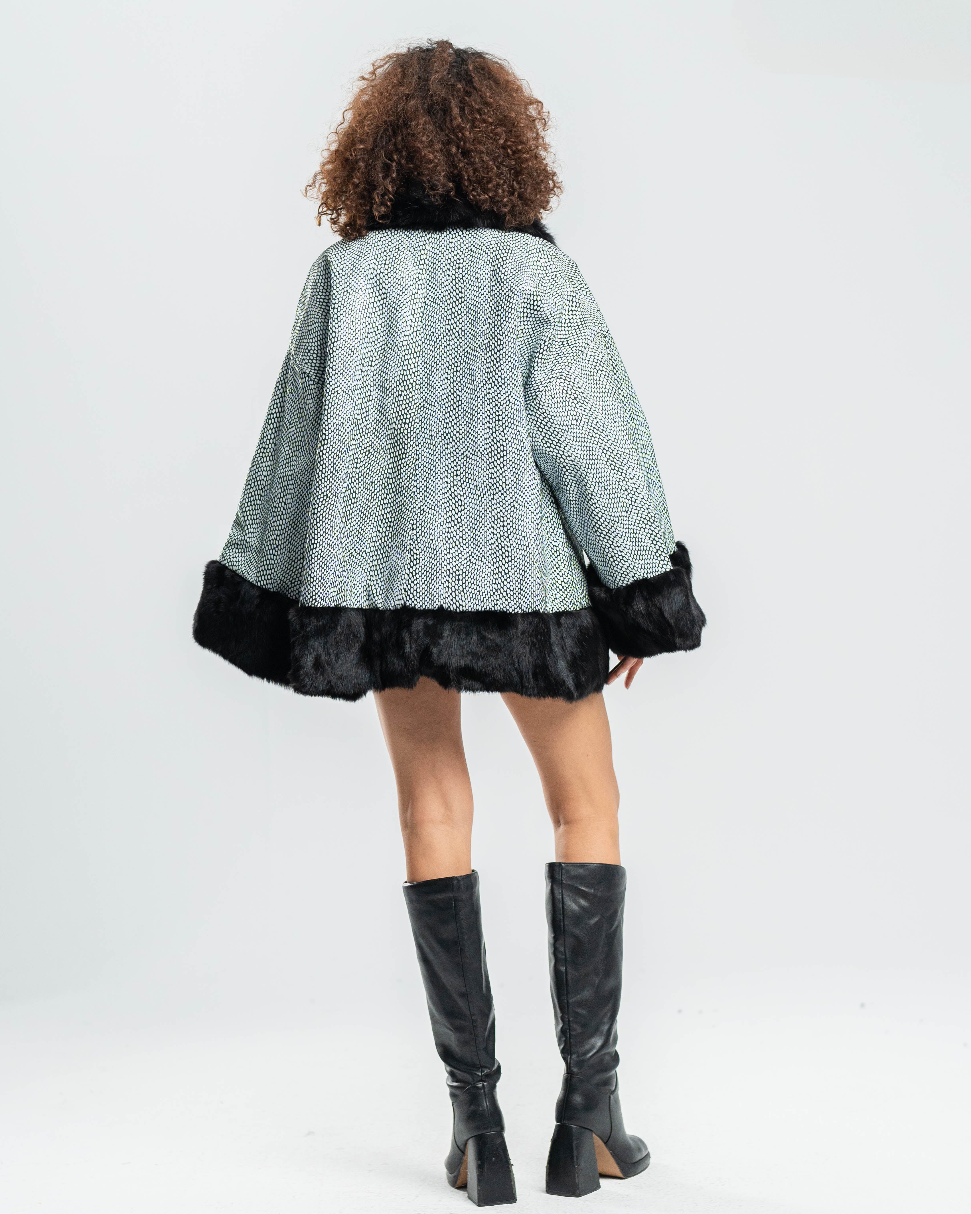 Fur-Trimmed Wrap Jacket