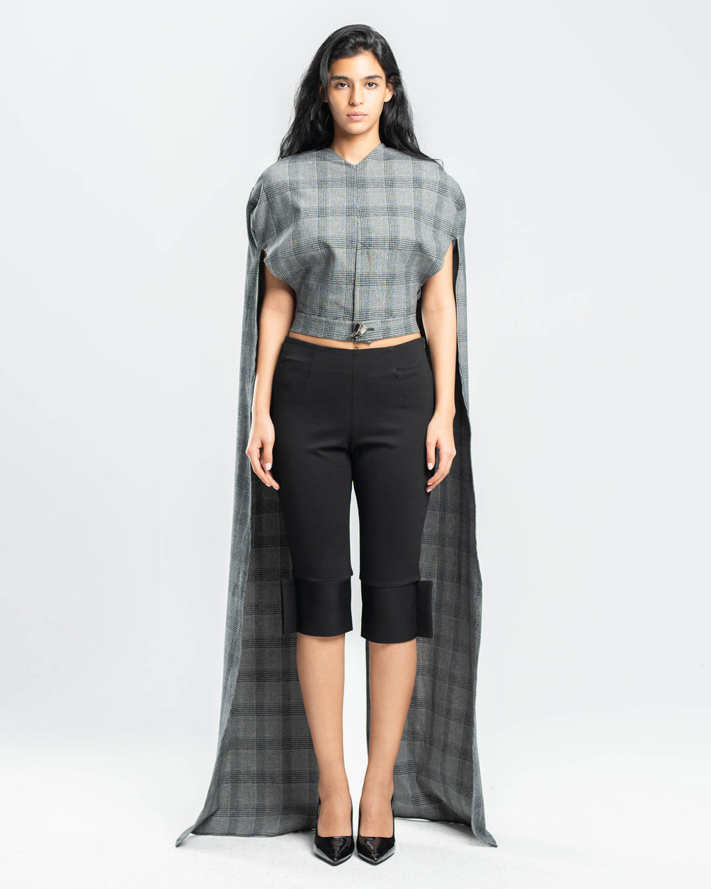 Glen Plaid Cape Top
