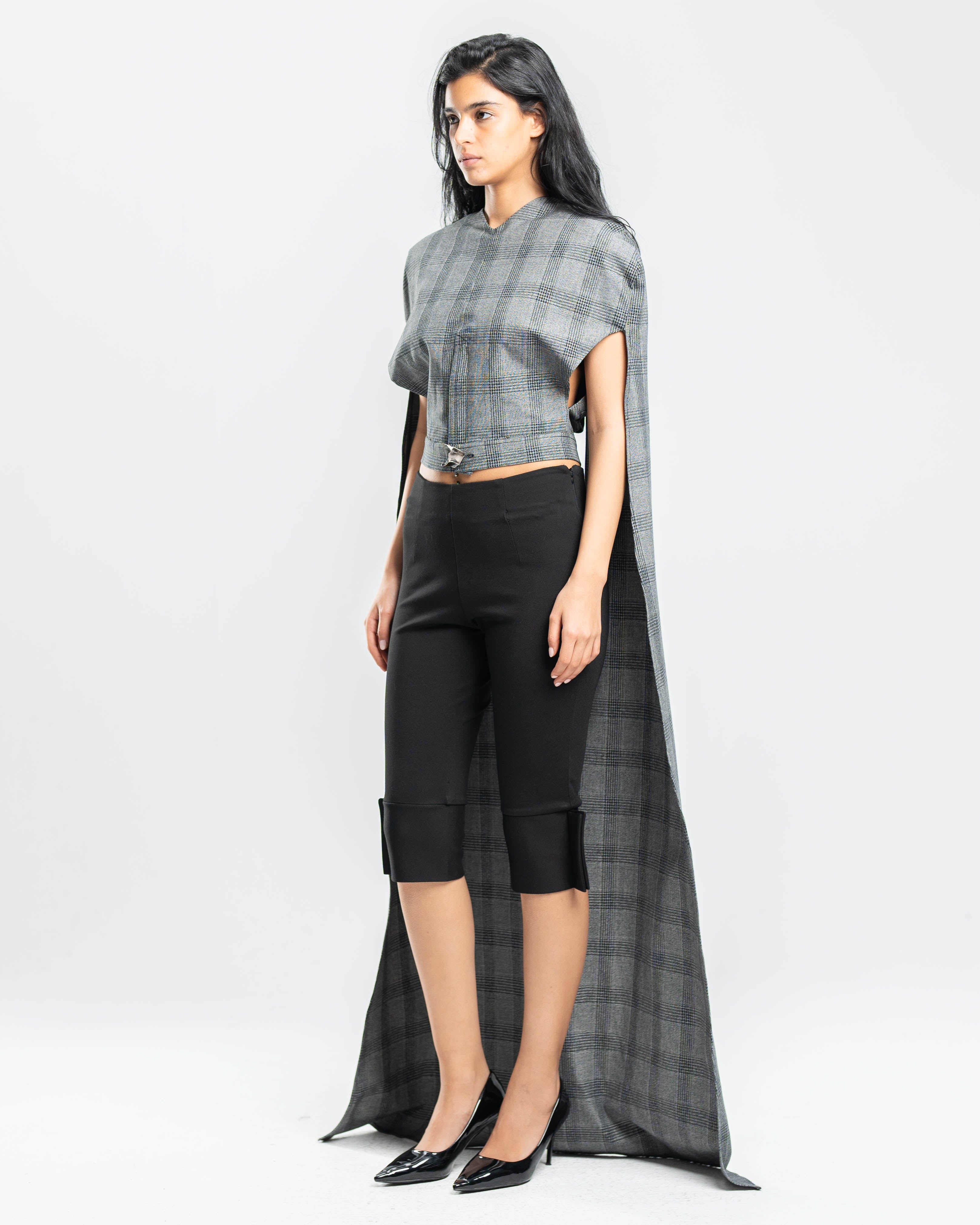 Glen Plaid Cape Top