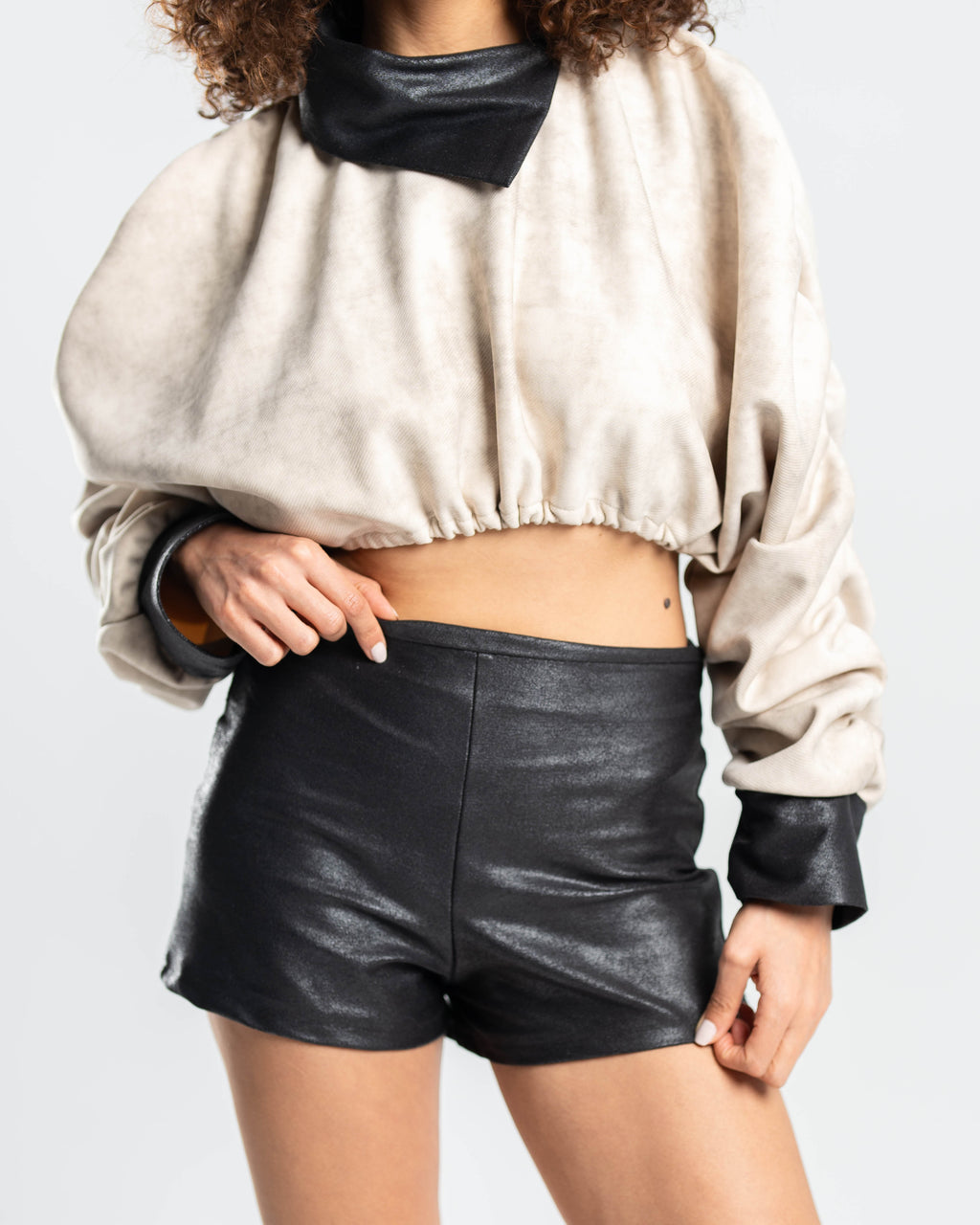 Halo Shorts in Black Leather