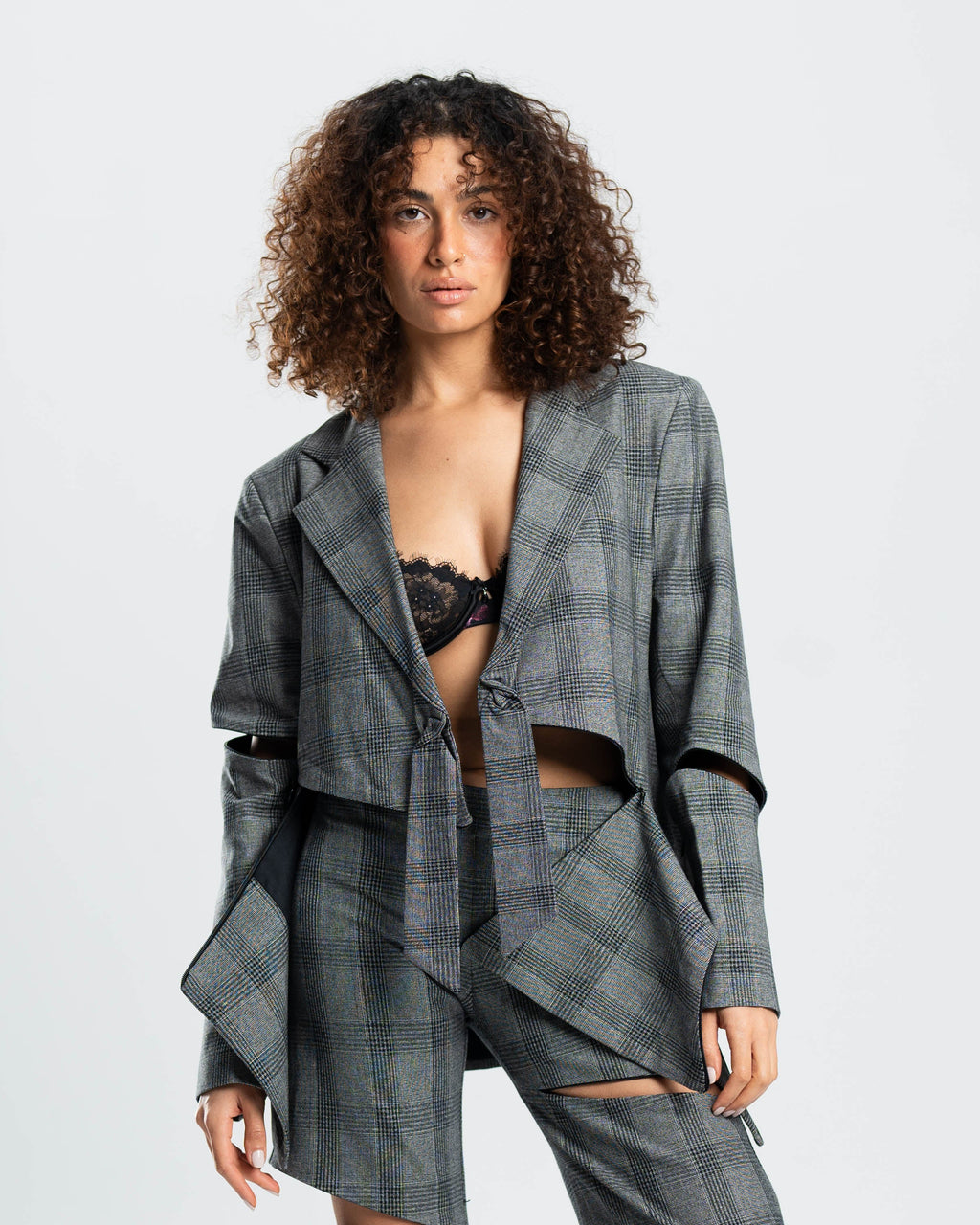 Fracture Blazer in Grey Prince of Wales Check