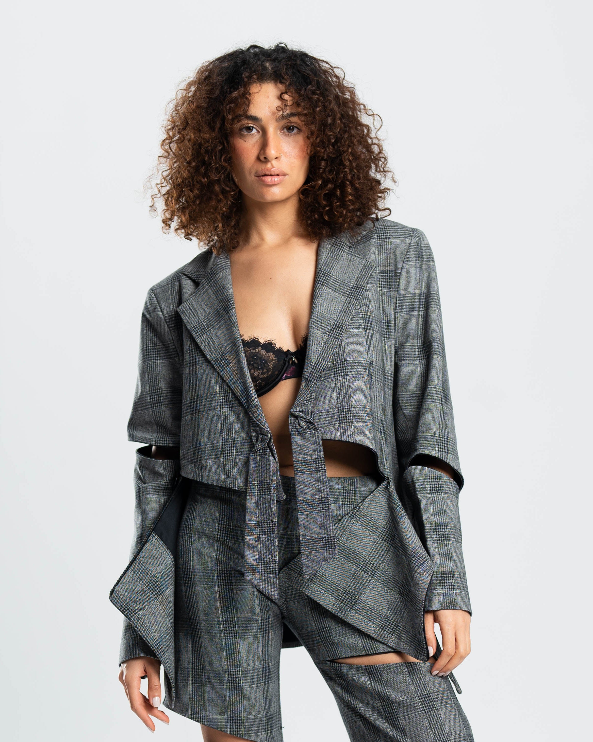 Fracture Blazer in Grey Prince of Wales Check