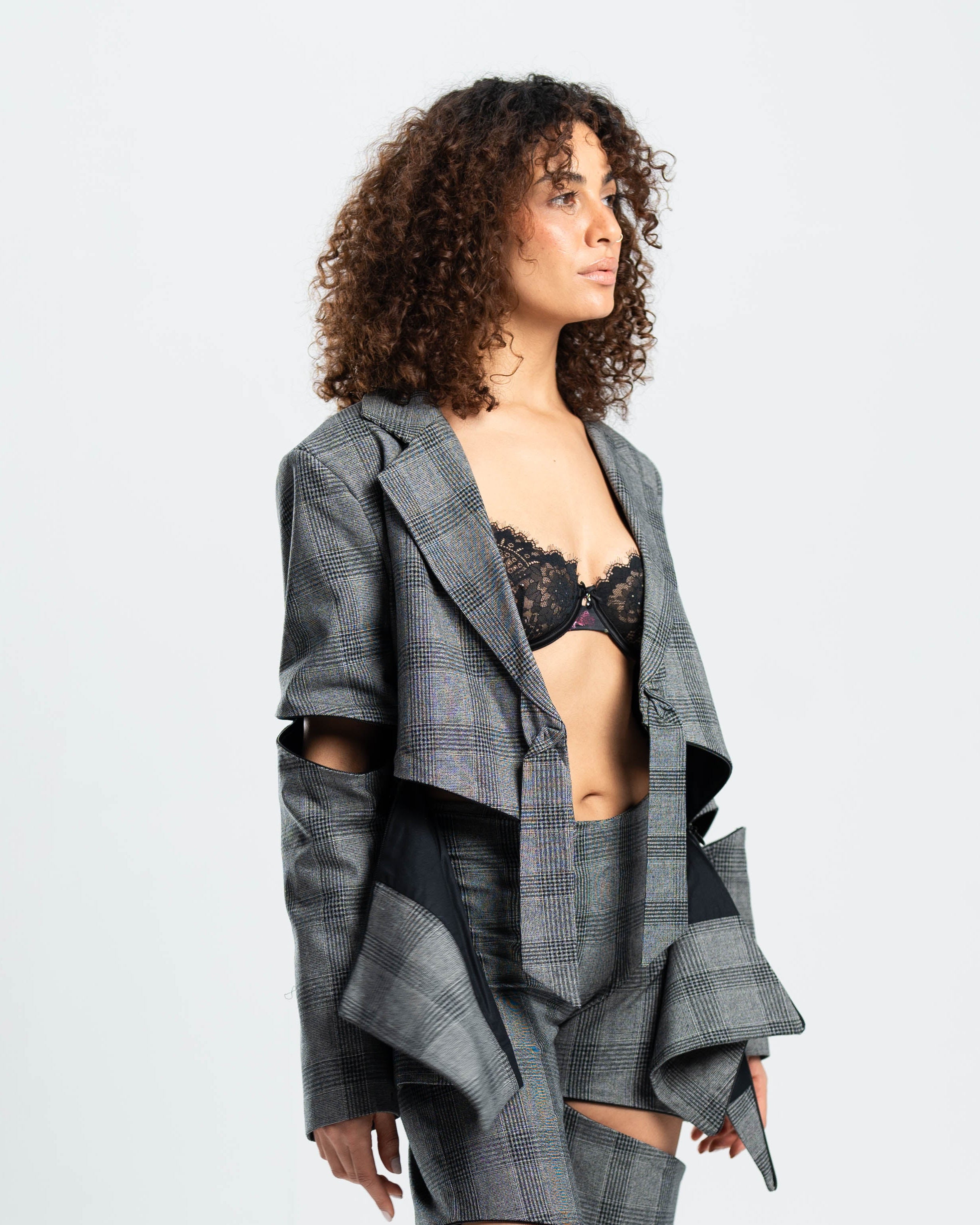 Fracture Blazer in Grey Prince of Wales Check