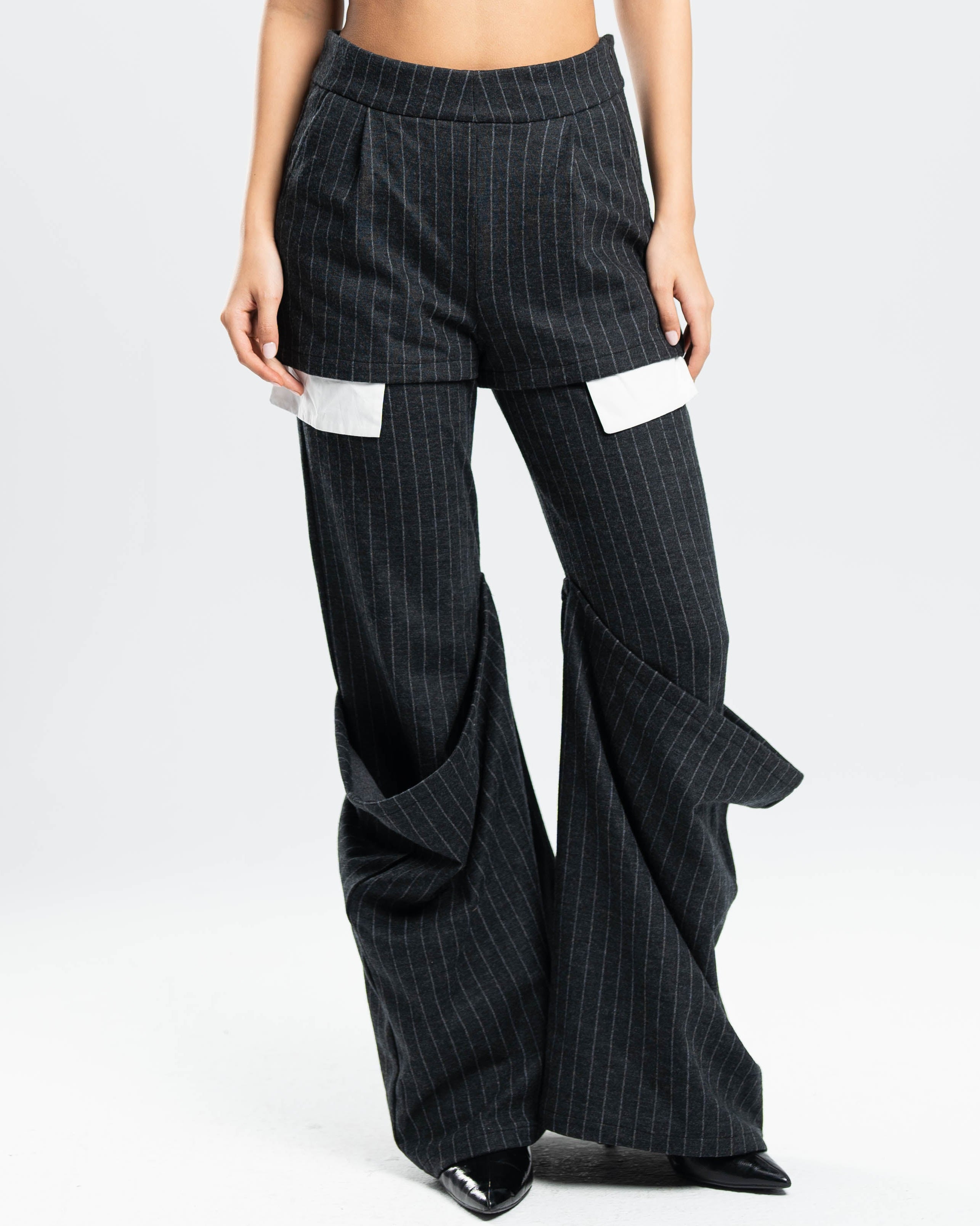 Layer Pants in Pinstripe Wool Blend