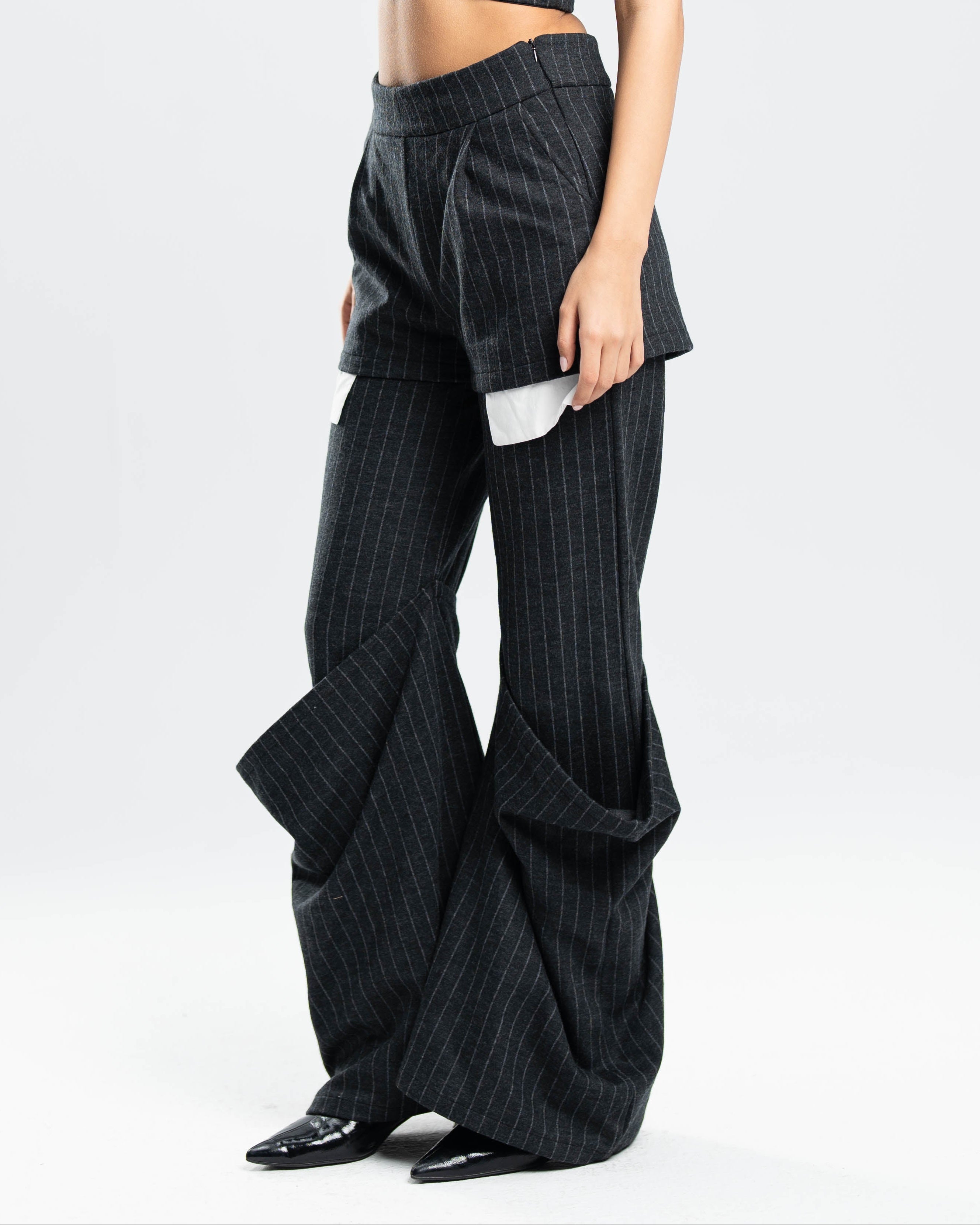 Layer Pants in Pinstripe Wool Blend