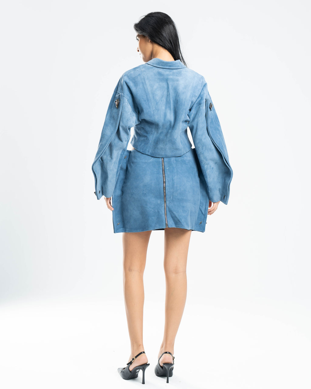 Trace Skirt in Sky Suede